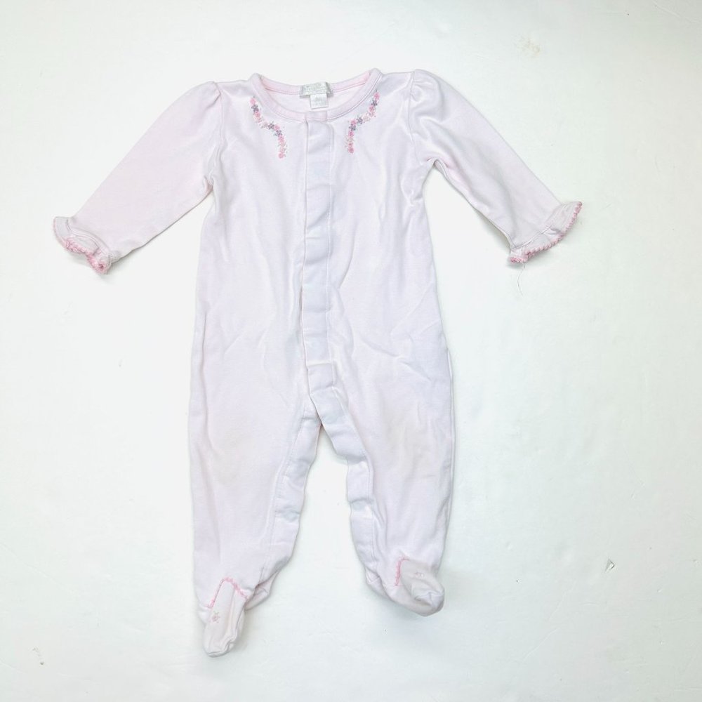 Kissy Kissy Floral Footie One Piece Romper 9 Months Baby Girls Pink Embroidered